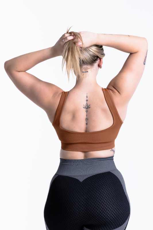 Luxe Sports Bra | U Shape - Cinnamon