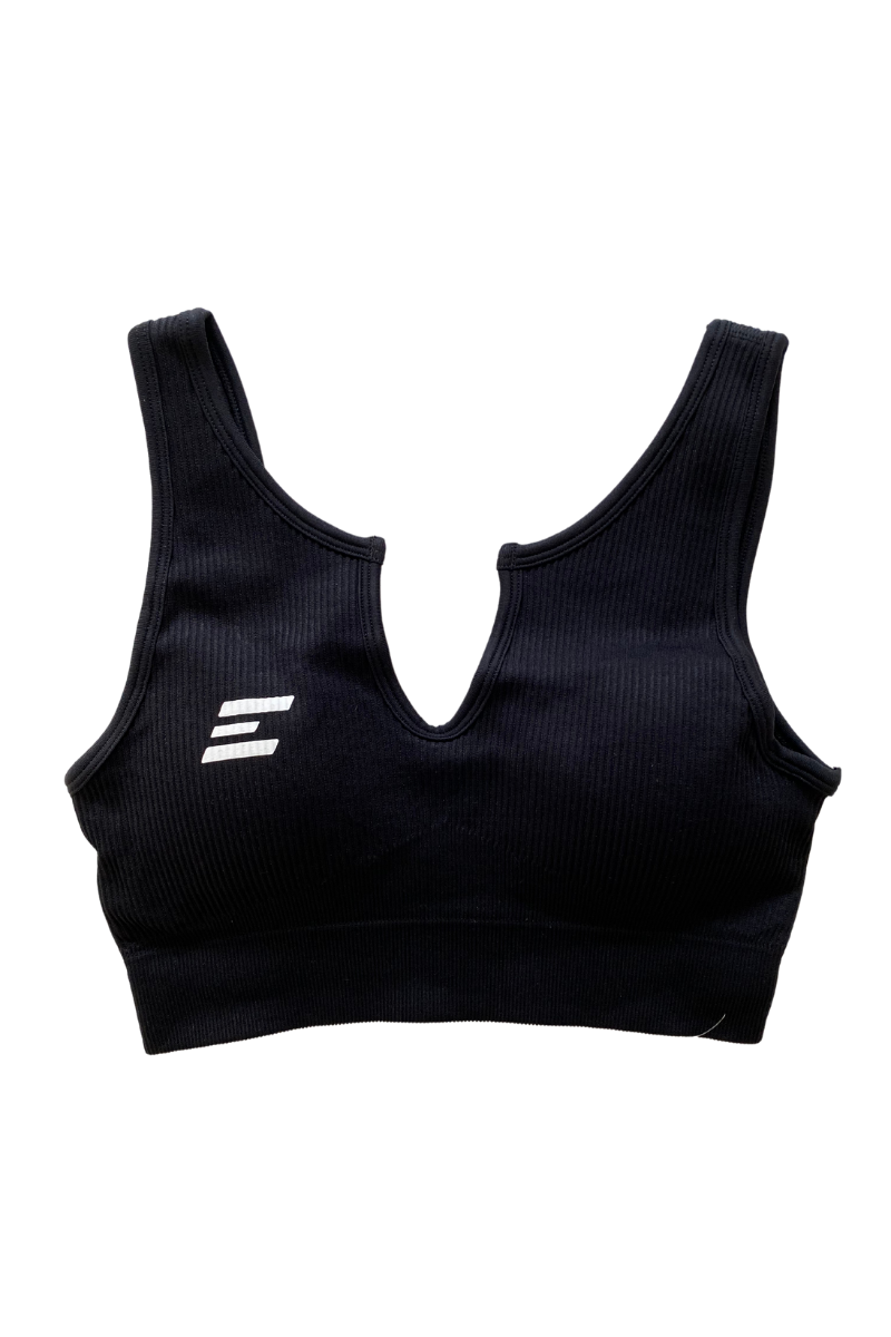 Luxe Sports Bra | V Shape - Black