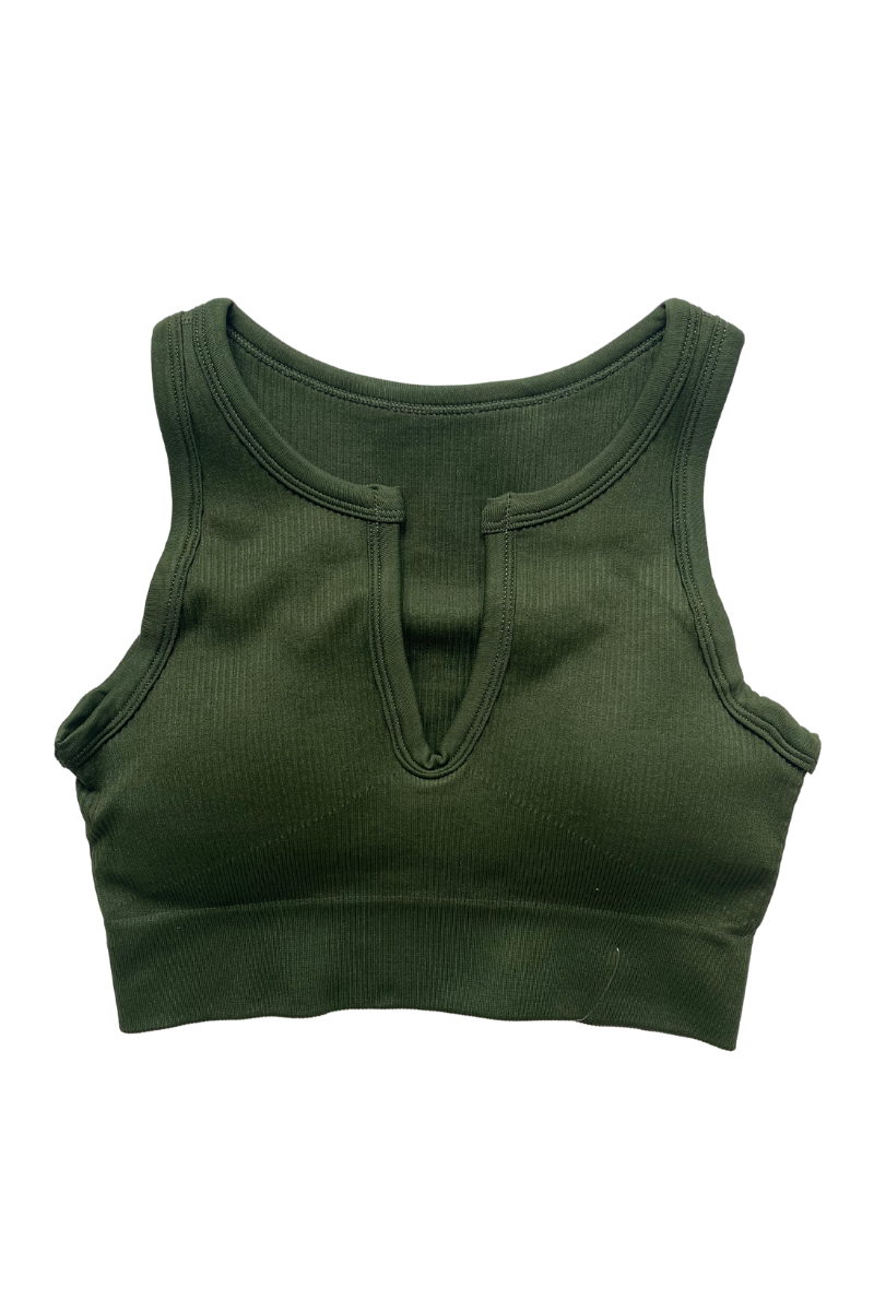 Luxe Sports Bra 2.0 | V Shape - Khaki