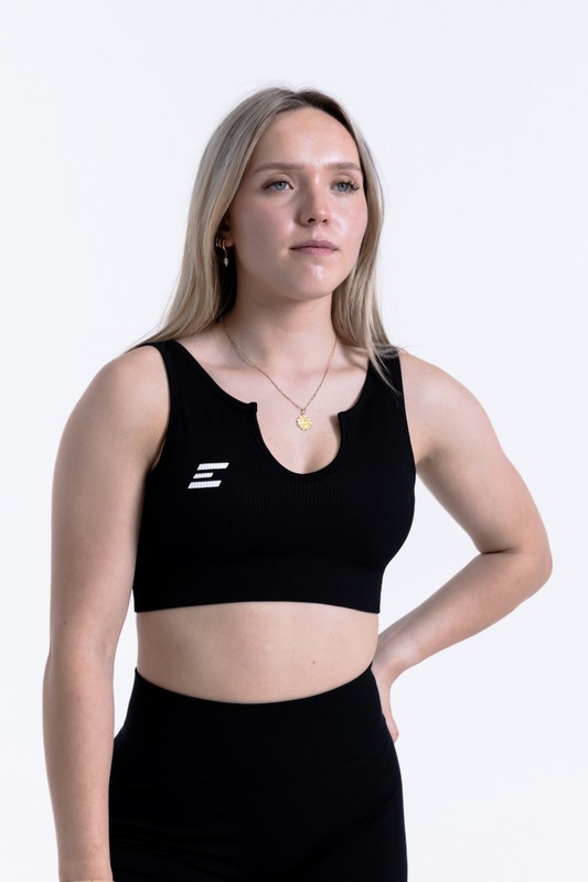 Luxe Sports Bra | V Shape - Black