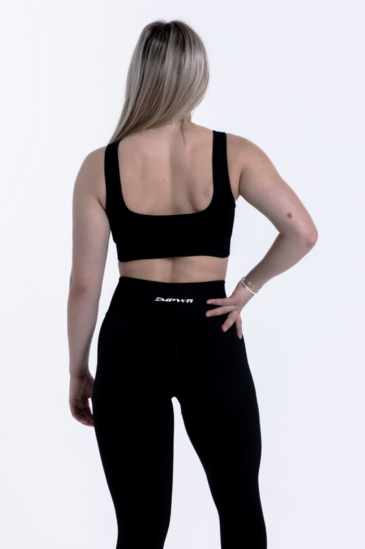 Luxe Sports Bra | V Shape - Black