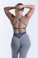 EMPWR YOU leilani strappy sports bra in Emerald