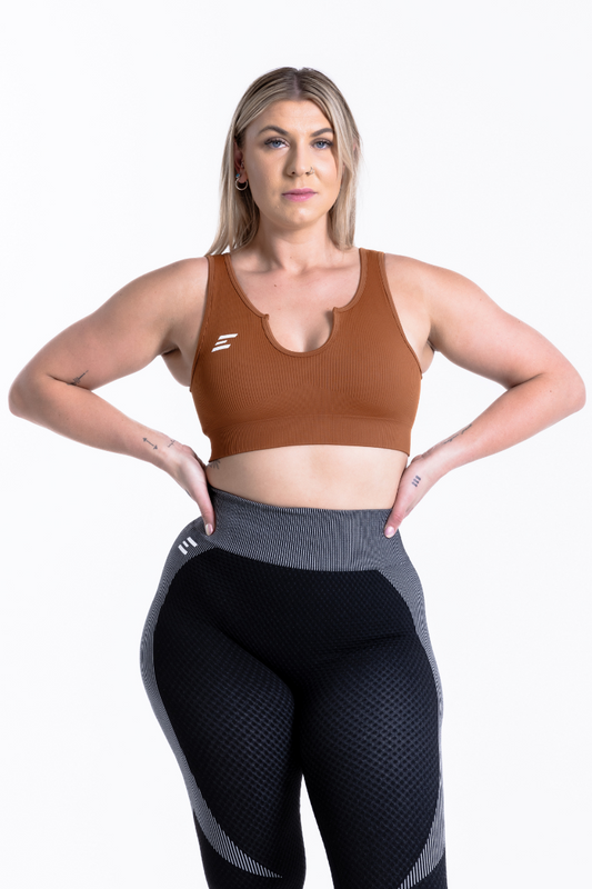 Luxe Sports Bra | V Shape - Cinnamon