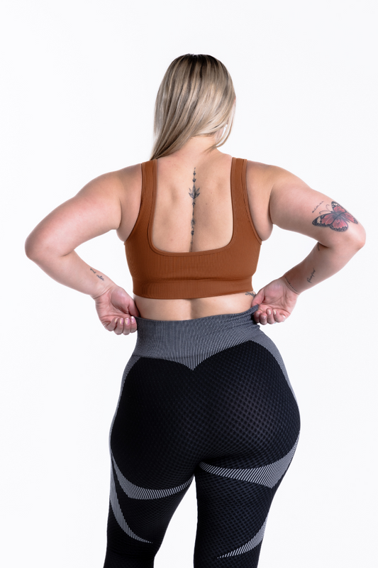 Luxe Sports Bra | V Shape - Cinnamon