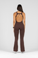 EMPWR YOU kaia open-back flared jumpsuit in Brown