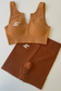 EMPWR YOU luxe ribbed seamless shorts in Cinnamon